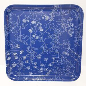 Vintage IKEA Barbar Tray Serving Plate Blue Botanical Floral Melamine NOS NEW